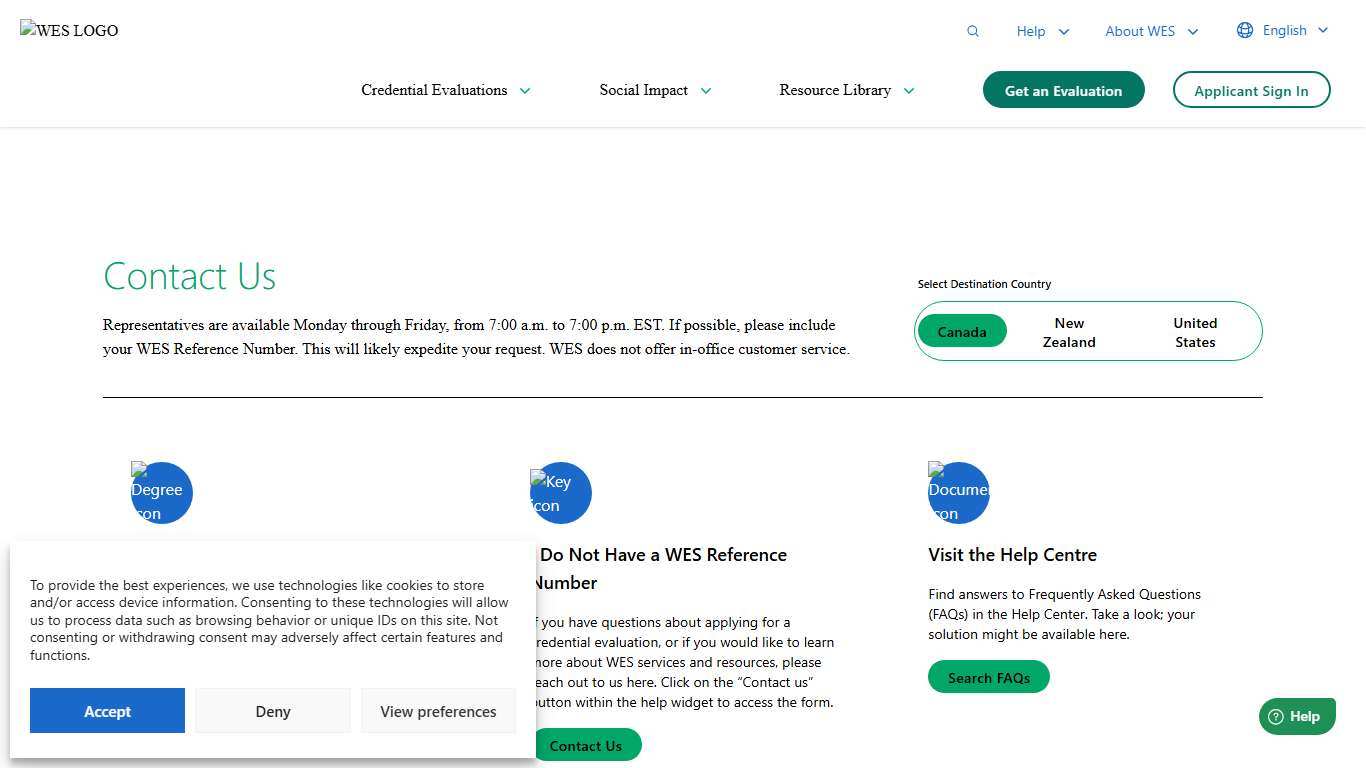 Contact WES for Support and Inquiries WES