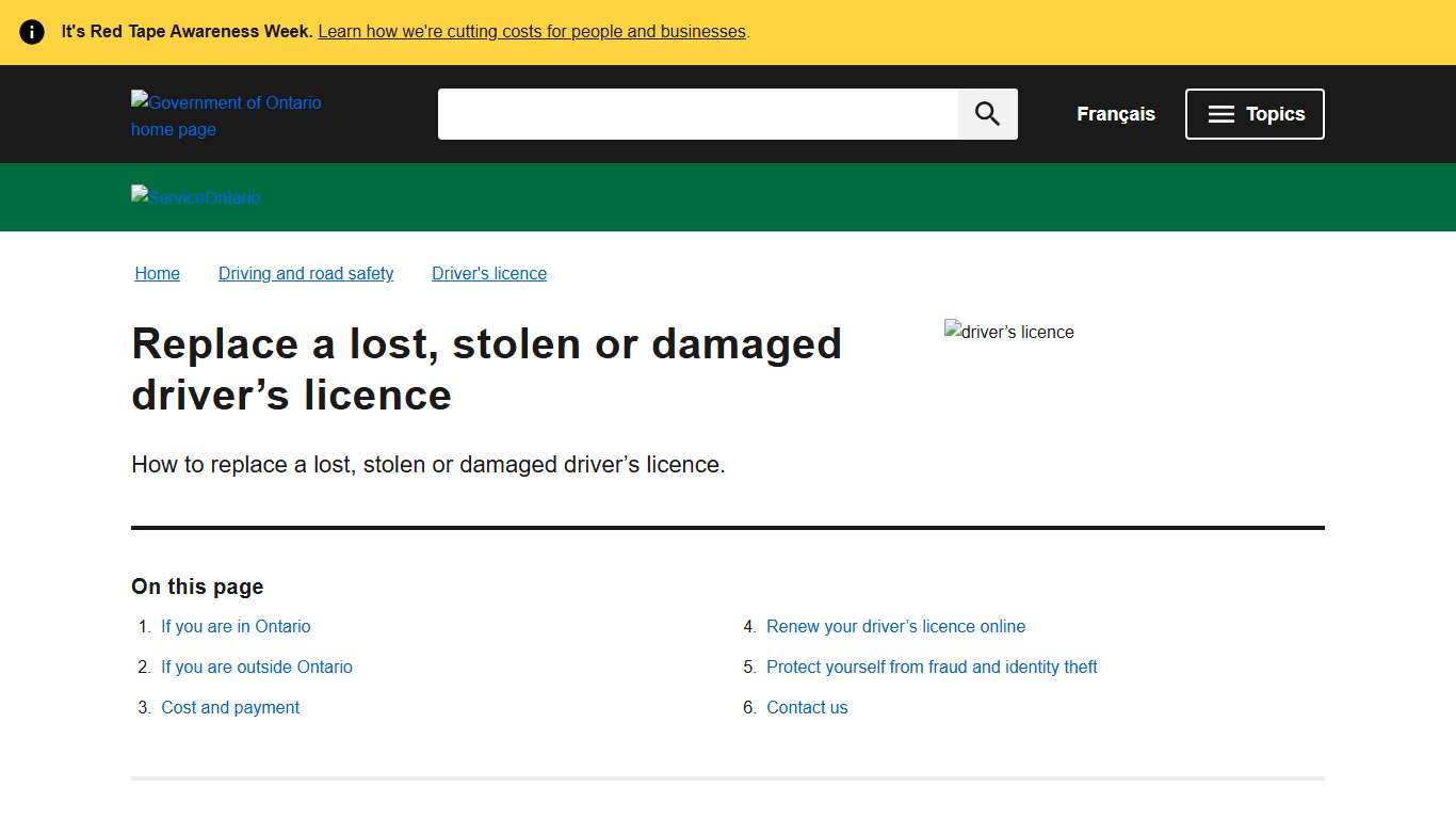 Replace a lost, stolen or damaged driver’s licence ontario.ca